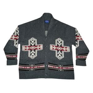 Vintage Pendleton Four Corners Lambswool Aztec Knit Cardigan